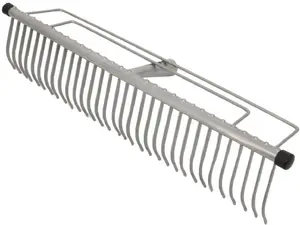Tine Rake AWTools AW64209, 32 tines, uncoated metal garden rake for hay and straw