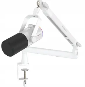 Dinamiskais mikrofons Mozos TAM8 (TAM8-WH) — USB un XLR, RGB apgaismojums, balts