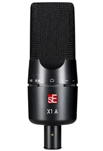 Studijas mikrofons Samsung X1 A — vads XLR-3, 20–20000 Hz, jutība -34 dB, 48 V fantoms, melns