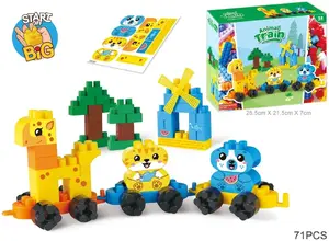 Construction Block Set LEANToys ZKL.JS612A1 – large animal train building kit