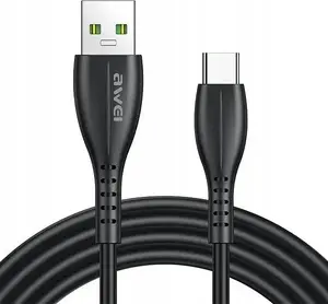 USB-A to USB-C Cable Awei CL-115T 1 m — USB A to USB C charging and data cable, black