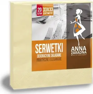 Салфетки Anna Zaradna трёхслойные складные 33×33 см 20 шт пастельно-жёлтые