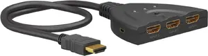 Video switch GOOBAY 58488 HDMI, 3-input selector, cable 0.55 m, dimensions 107×115.5×19 mm