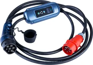 Electric vehicle charger Akyga AK-EC-22 Type 2, 3-phase 32A 22 kW, CEE 5-pin to Type 2, 5 m, LCD