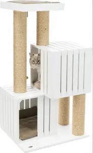 Cat tree Trixie Skadi — indoor tower with 3 shelves, white, height 1140 mm