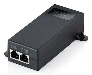 Инжектор PoE++ DIGITUS DN-95104-1 — Gigabit Ethernet 802.3bt, 60 Вт, 55 В, 100 м, чёрный