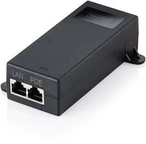 Инжектор PoE++ DIGITUS DN-95104-1 — Gigabit Ethernet 802.3bt, 60 Вт, 55 В, 100 м, чёрный