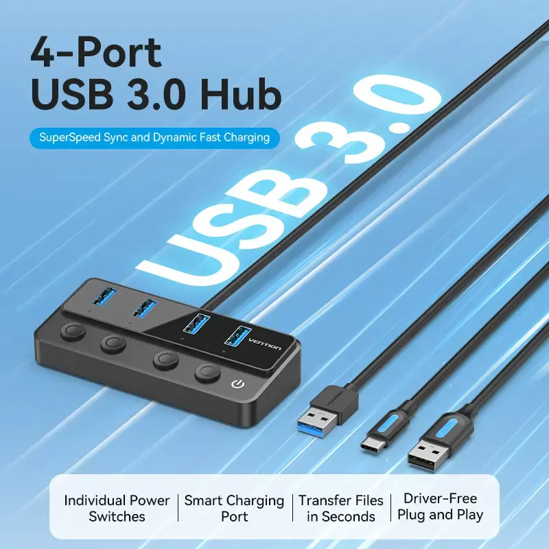 Vention CHWBF USB 3.0 hubs — 4×A + 1×C Photo 3