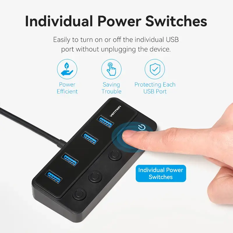 Vention CHWBF USB 3.0 hubs — 4×A + 1×C Photo 4
