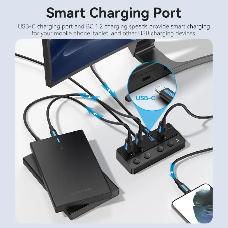 Vention CHWBF USB 3.0 hubs — 4×A + 1×C Photo 6