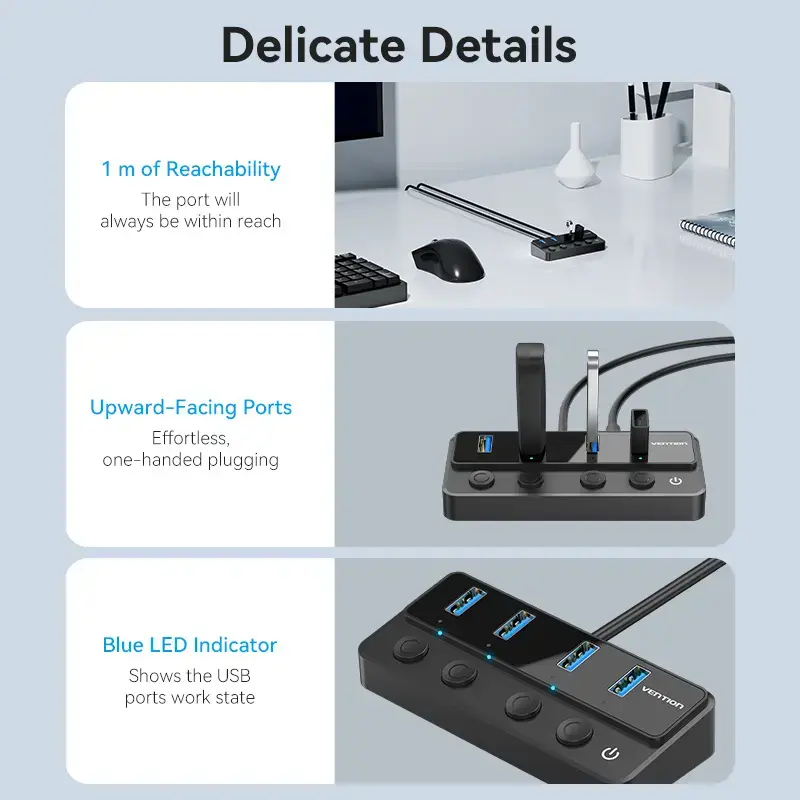 Vention CHWBF USB 3.0 hubs — 4×A + 1×C Photo 9