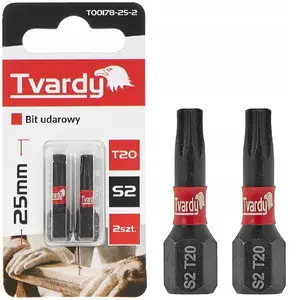 Ударный бит T20 25 мм S2 для ударных отверток, упаковки (2/10/50/500) — Tvardy