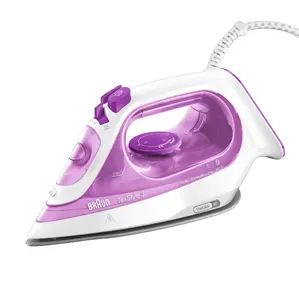 Tvaika gludeklis Braun TexStyle 3 SI3030PU ar keramikas gludeni, 2300 W, ūdens tvertne 0,27 L, rozā