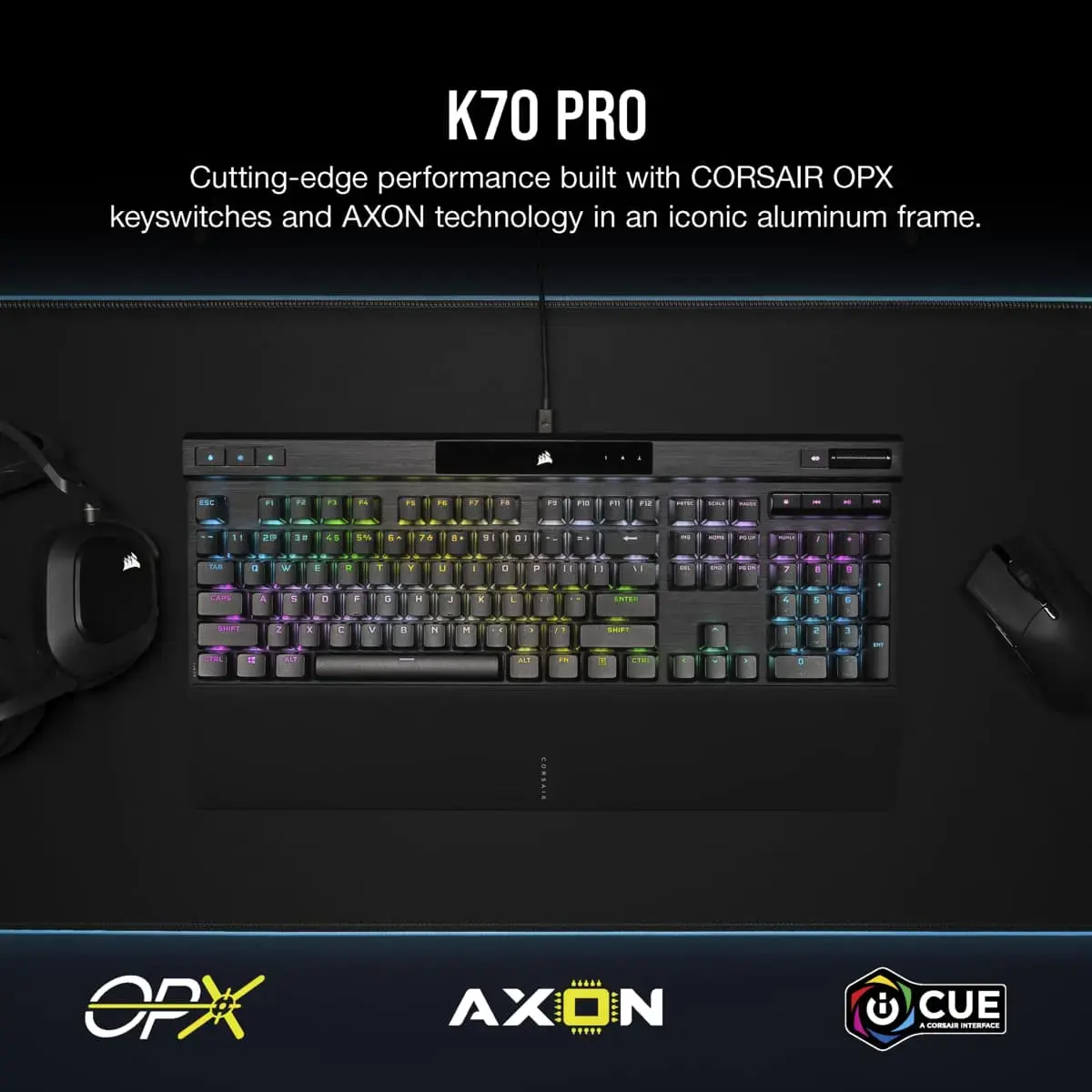 CORSAIR K70 RGB PRO spēļu tastatūra AZERTY Photo 2