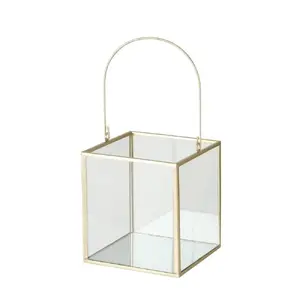 Candle Holder Boltze MALTA H14 cm, square glass and metal