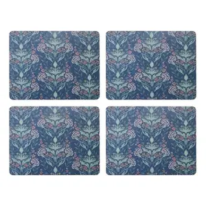 Galda paliktņu komplekts 4 gab., Creative Tops GB40CTPMARTPK4, 30×22,5 cm, korķa pamatne, MDF, zils ziedu