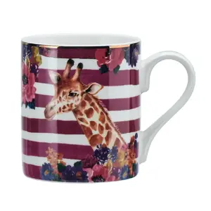 Porcelain Mug Mikasa Wild at Heart Giraffe 280 ml — decorative cup, gold accent