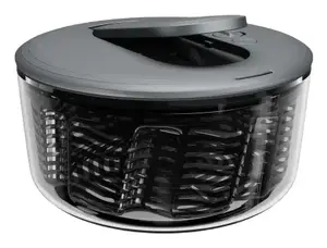 Salad spinner Zyliss Swift Dry pump, black/transparent plastic housing, stainless-steel rim, 266.7×266.7×177.8 mm