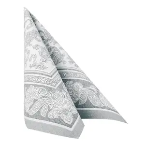 Paper napkins Papstar Royal Ornament 25×25 cm grey, 20 pcs, cloth-like texture
