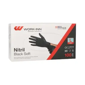Disposable Nitrile Gloves Papstar WORK-INN, size L, powder-free, 100 pcs, black