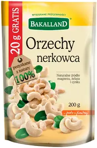 BAKALLAND cashew nuts, 200 g – whole kernels, roasted or raw unspecified