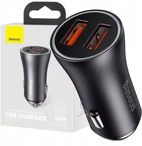 Car Charger Baseus Golden Contactor Max 2x USB-A 60W dark gray