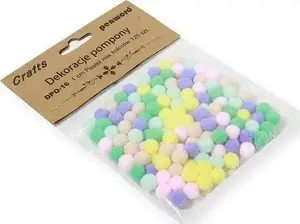 Dekoratīvie pūkainie bumbuli Pol‑Mak 1 cm, pasteļu maisījums, 120 gab.