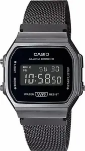 Wristwatch CASIO A168WEMB-1BEF — Vintage digital watch, stainless steel bracelet, alarm, LED light