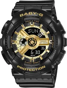 Pulkstenis CASIO Baby-G BA-110X-1AER — digitāli-analogs triecienizturīgs rokas pulkstenis, melns siksniņa