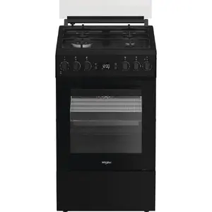 Плита напольная Whirlpool W5G8LMSWTB — газовая варочная панель 4 конф., электрический духовой шкаф 60 л, чёрная, 50×60×85 см