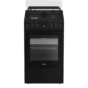Freestanding cooker Whirlpool W5G8LMSWTB — Gas hob 4 zones, Electric oven 60 L, Black, 50×60×85 cm