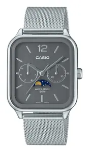 Rokaspulkstenis CASIO MTP-M305M-8AVER — nerūsējošā tērauda korpuss, diametrs 34 mm, sudraba krāsa