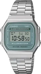 Digitālais pulkstenis CASIO A168WA-3AYES — bērnu rokas pulkstenis, sudrabains, digitālais displejs, modinātājs, hronogrāfs