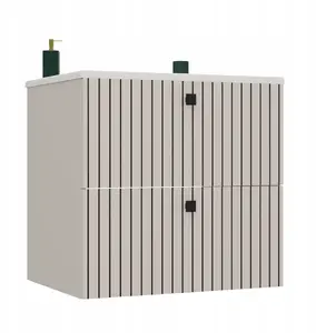 Шкаф под умывальник UAB KAME TIGO 60 2S с раковиной, рифлёный фронт Кашмир