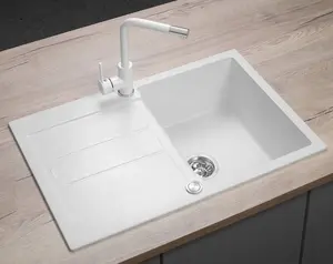 Kitchen granite sink Concept Solution DG10C45wh with drainer, white
