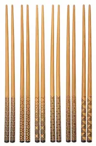 Chopsticks set Tescoma, 6 pairs (12 pcs) with rests, bamboo, decorative sashiko-inspired design