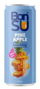 Sparkling Pineapple Juice Drink BonSU 330 ml — carbonated fruit beverage