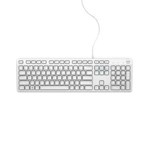 Проводная полноразмерная клавиатура Dell KB216 — USB, раскладка QWERTY Nordic, белая, мембранная, с подставкой для запястий