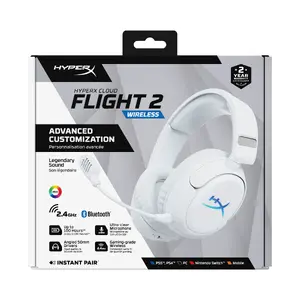 Беспроводная игровая гарнитура KINGSTON HyperX Cloud Flight 2 с USB-C и Bluetooth, белая