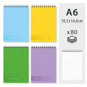 Spiral-bound notepad A6, 80 sheets, squared paper — mobile serviss