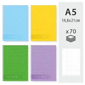 Spiral-bound A5 Notebook mobile serviss — 70 Sheets, Squared (Graph) Paper