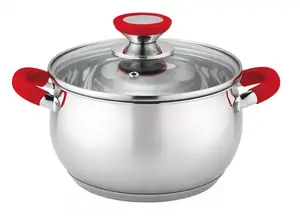 Cooking Pot Maku Voltz OV51210N22, stainless steel, 22 cm diameter, 4.6 L, red handles