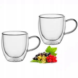 Double-wall glass cups set Kamille 9010, 2 pcs, 250 ml each, heat-insulating borosilicate glass