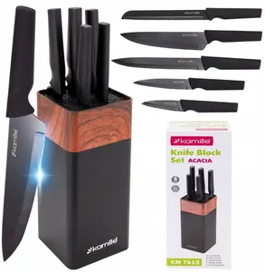 Kitchen knife set Kamille 7615 — 6-piece with stand, stainless steel blades