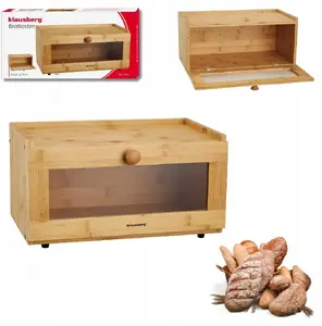 Bread box Klausberg KB 7924, bamboo with acrylic front, 40 × 24.5 × 19 cm