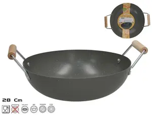 Frying Pan Maku Vok 28 cm with 2 Wooden Handles — KITCHEN&GO