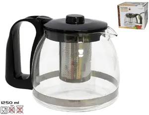 Stikla tējkanna ar tējas filtru 1250 ml, 13×14×19 cm — Lumarko