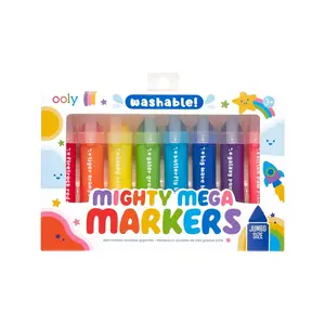 Mazgājami marķieri Ooly Mighty Mega 8 krāsas, ūdens bāzes tinte, plata uzgali