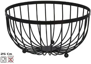 Augļu bļoda Mondex KITCHEN&GO metāla 25×25×13 cm melna