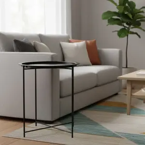 Металлический приставной стол Decorlife 47×47×51 см черный — квадратный компактный столик